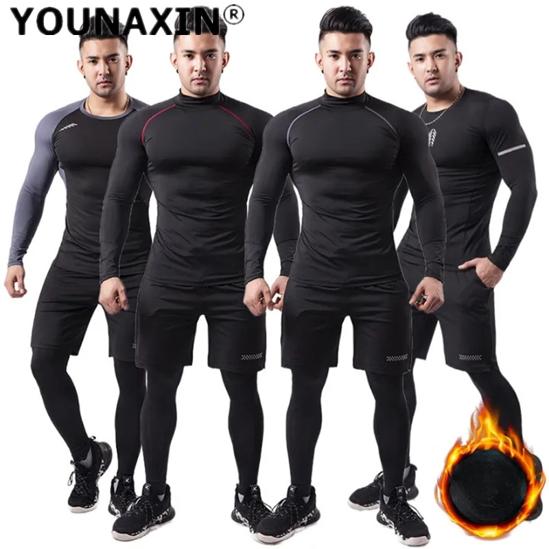 3-piece Men Plush Warm Sports  - Yoga Fitness Set ulasan dan harga