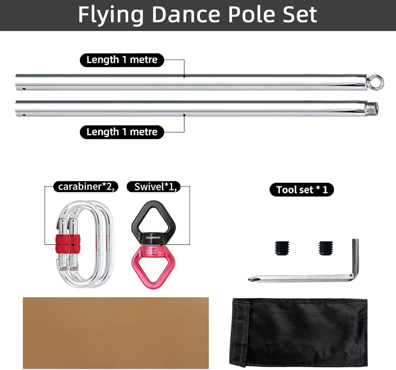 Aerial Flying Dance Pole 2M 36 - Yoga Fitness Spinning ulasan dan harga